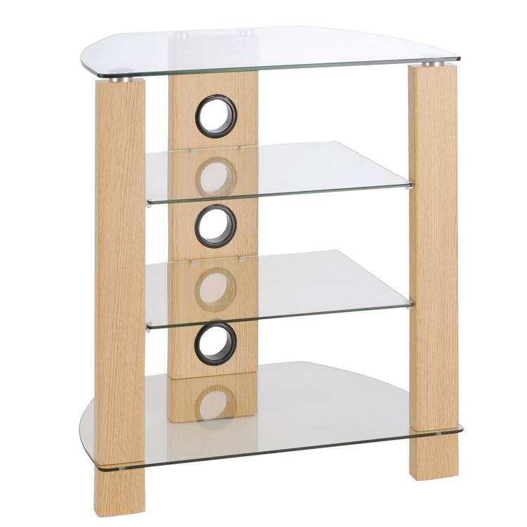 TTAP Vision 4 Shelf Hi-Fi Stand in Oak with Clear Glass (TVS1010)