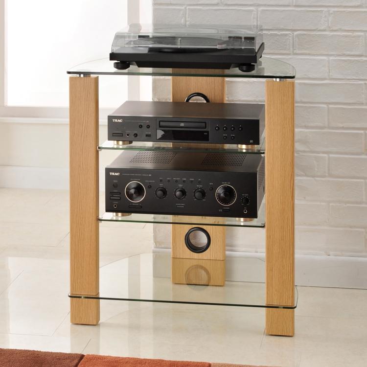 TTAP Vision 4 Shelf Hi-Fi Stand in Oak with Clear Glass (TVS1010)