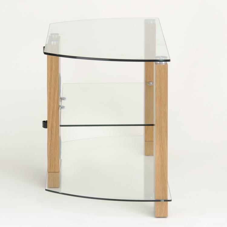 TTAP Vision 3-Shelf Glass TV Stand in Oak and Clear Glass (L630-1050-3OC)