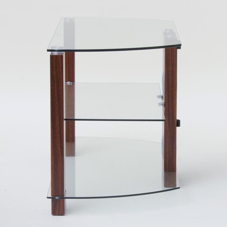 TTAP Vision 3-Shelf Glass TV Stand in Walnut and Clear Glass (L630-1050-3WC)