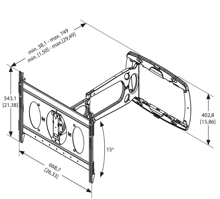 Vogels PFW6850 Low Profile Pull Out TV Bracket for Screens up to 72 Inches