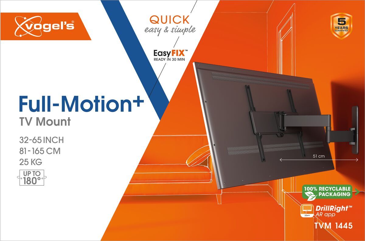 Vogels TVM 1445 TV (32-65") Double Arm Black TV Wall Bracket