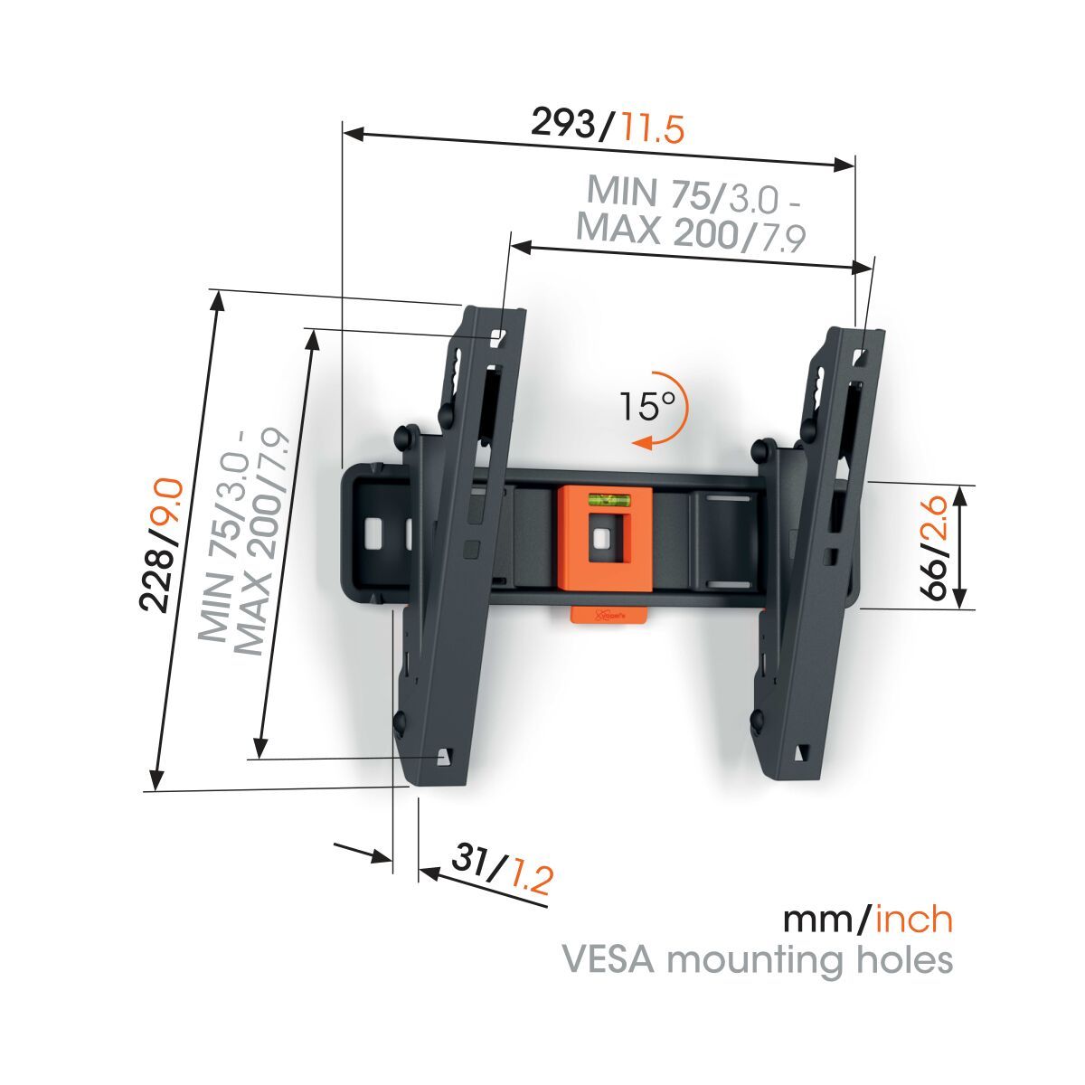 Vogels TVM 1215 TV (19-43") Tilting Black TV Wall Bracket