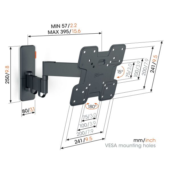 Vogels TVM 1245 TV (19-43") Double Arm Black TV Wall Bracket