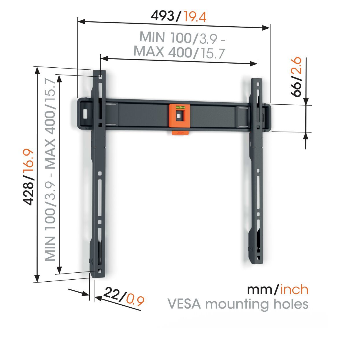 Vogels TVM 1405 TV (32-77") Flat Black TV Wall Bracket