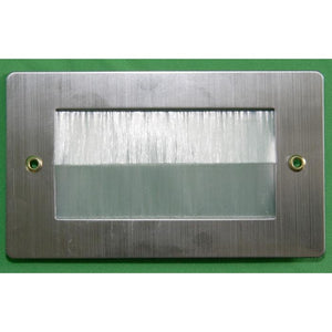 Stainless Steel Brush Wall Plate Double Gang with White Brushes