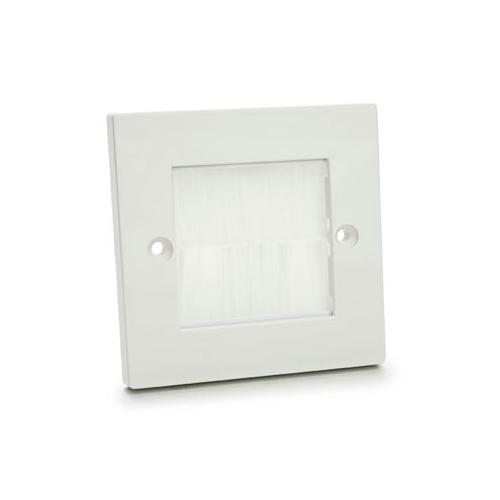 White Plastic Brush Face Plate Single Gang with White Brushes