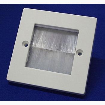 White Plastic Brush Face Plate Single Gang with White Brushes