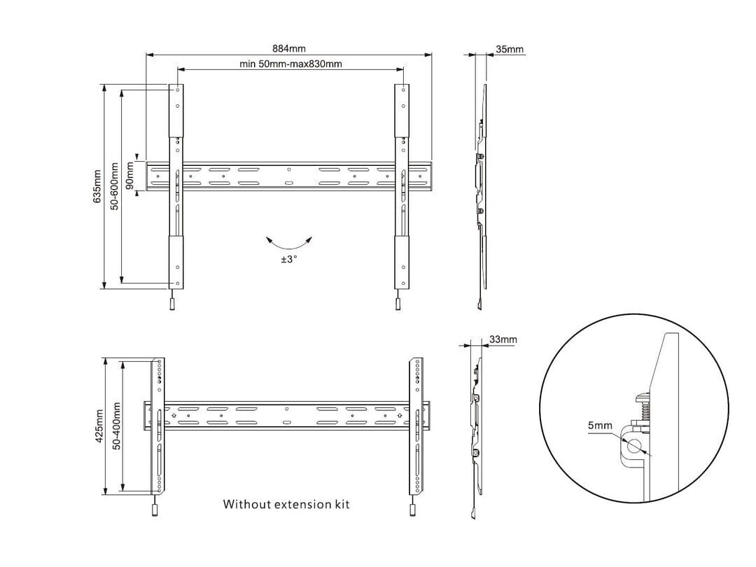 Multibrackets M VESA X-Large Fixed TV Wall Bracket