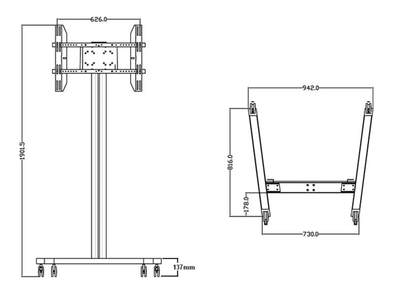 Multibrackets M Display Trolley 180 in Silver