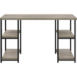 Dorel Home Elmwood Range Double Pedestal Desk in Distressed Grey Oak