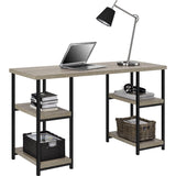 Dorel Home Elmwood Range Double Pedestal Desk in Distressed Grey Oak