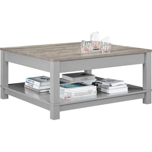 Dorel Home Carver Range Coffee Table in Weathered Oak and Grey