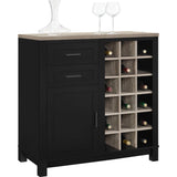 Dorel Home Carver Range Bar Cabinet in Weathered Oak and Black