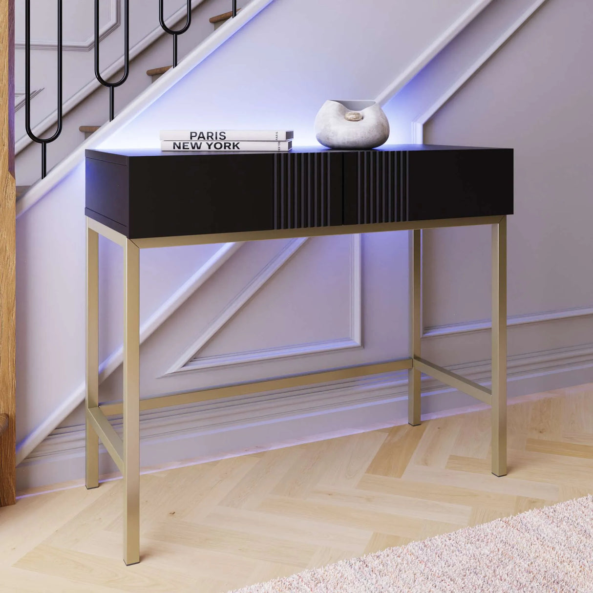 Frank Olsen Iona Black Console Table with Mood Lighting