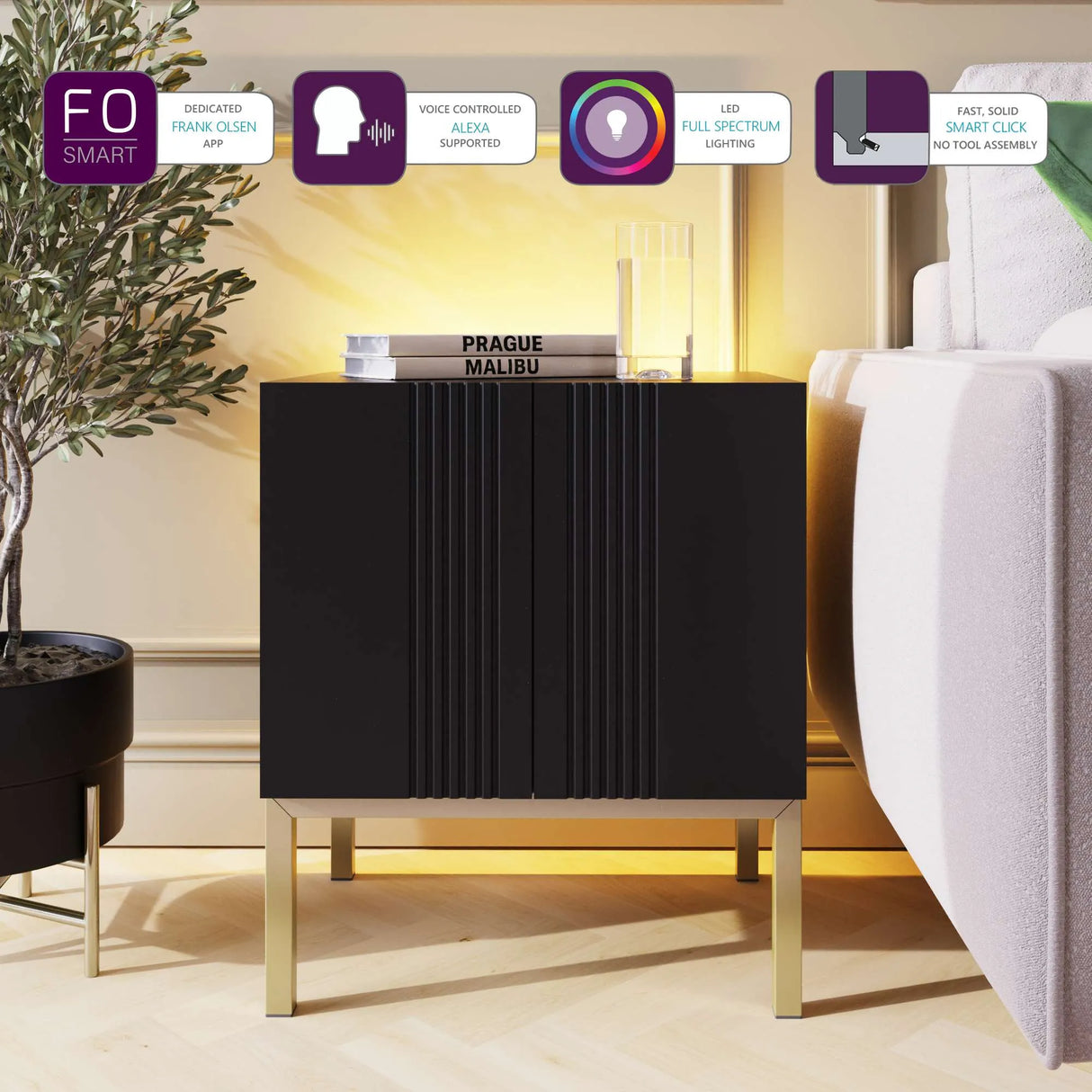Frank Olsen Iona Black Lamp Table with Mood Lighting
