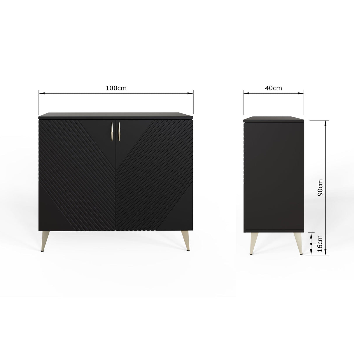 Frank Olsen AVA Black Tall Sideboard with Mood Lighting & Wireless Phone Charging