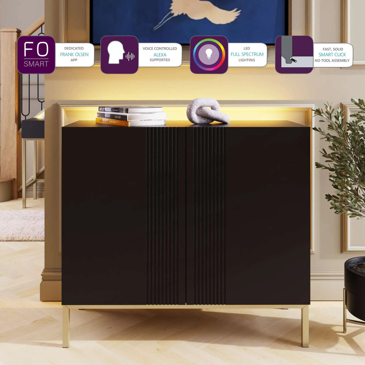 Frank Olsen Iona Black Tall Sideboard with Mood Lighting