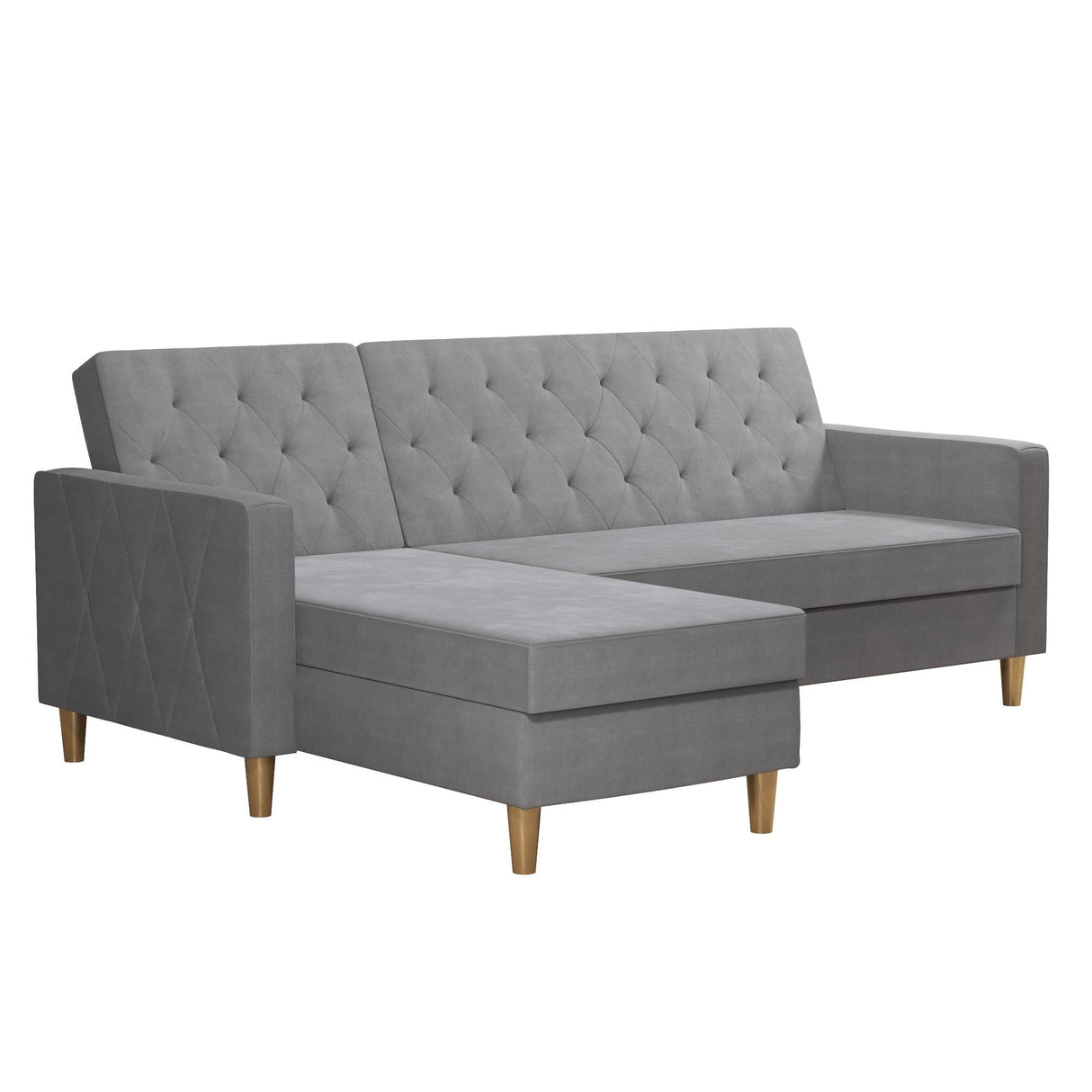 CosmoLiving Liberty Sectional Sofa Bed with Storage Light Grey