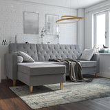 CosmoLiving Liberty Sectional Sofa Bed with Storage Light Grey