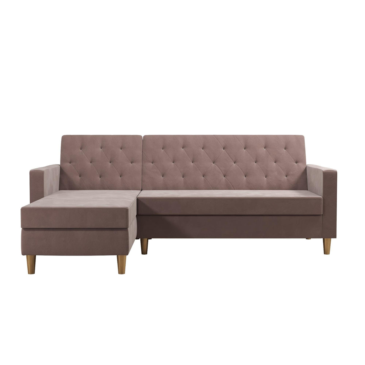 CosmoLiving Liberty Sectional Sofa Bed with Storage Medium Blush Pink