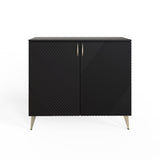 Frank Olsen AVA Black Tall Sideboard with Mood Lighting & Wireless Phone Charging