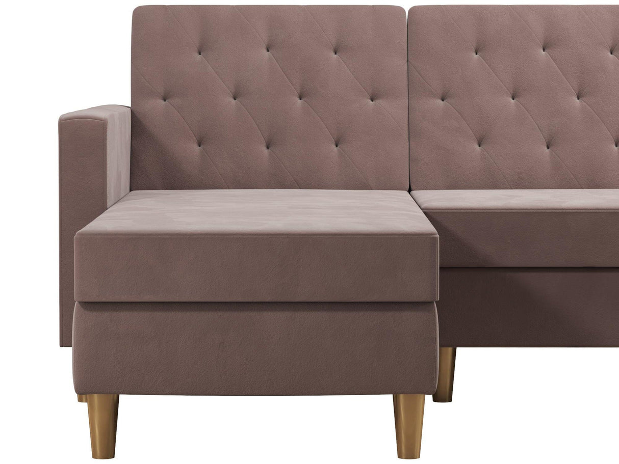CosmoLiving Liberty Sectional Sofa Bed with Storage Medium Blush Pink