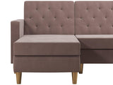 CosmoLiving Liberty Sectional Sofa Bed with Storage Medium Blush Pink