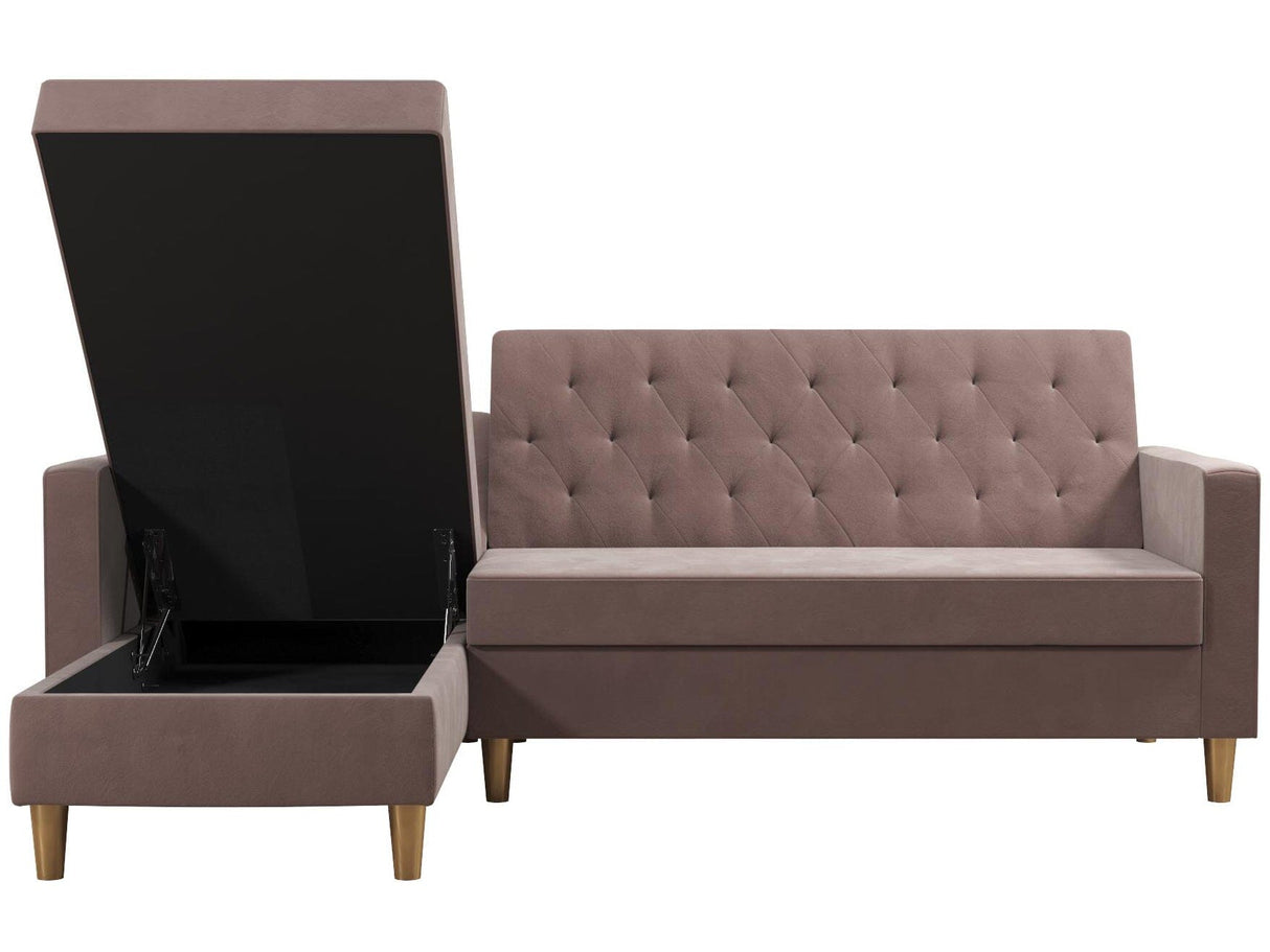 CosmoLiving Liberty Sectional Sofa Bed with Storage Medium Blush Pink