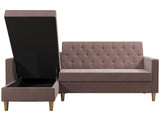 CosmoLiving Liberty Sectional Sofa Bed with Storage Medium Blush Pink