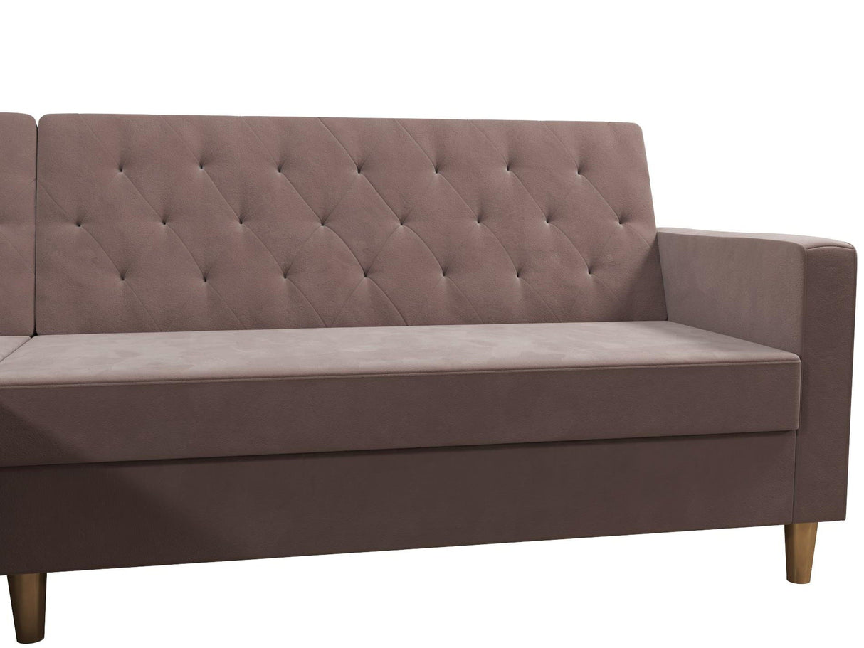 CosmoLiving Liberty Sectional Sofa Bed with Storage Medium Blush Pink