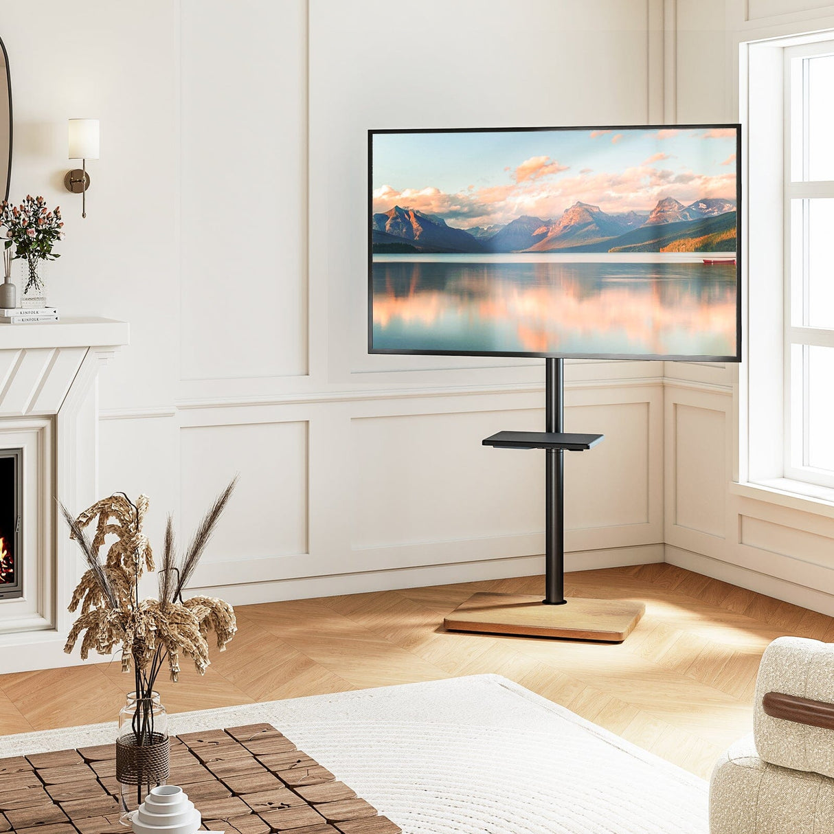 TTAP FS-OAK TV Stand with Bracket for up to 60" TVs - Oak