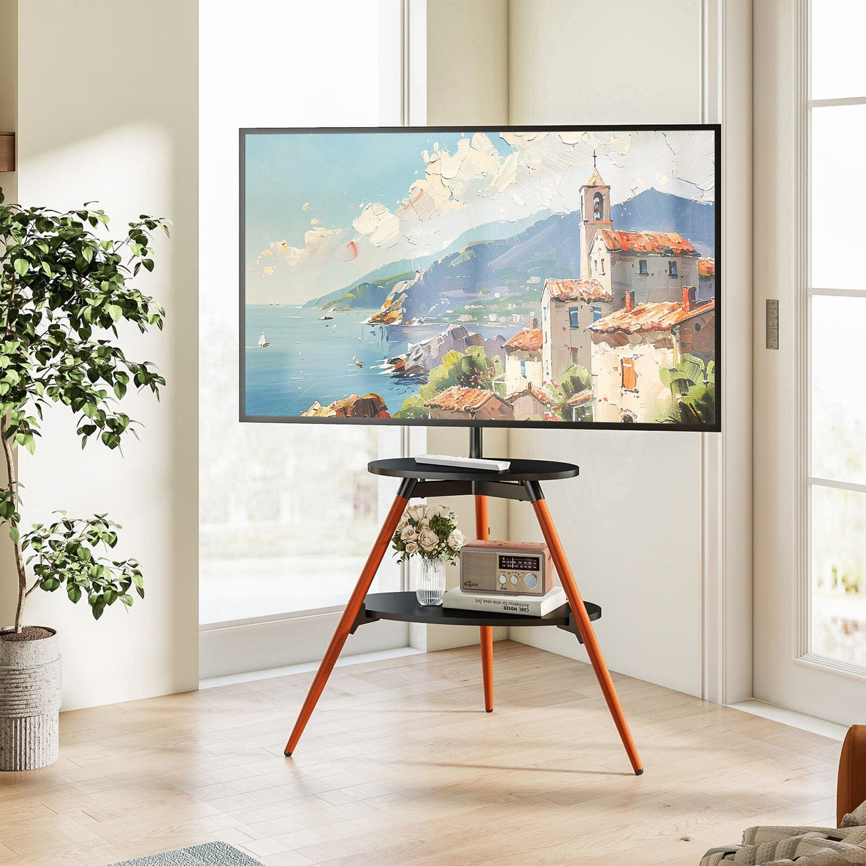 TTAP Ravello 65" TV Stand with Bracket - Walnut & Black