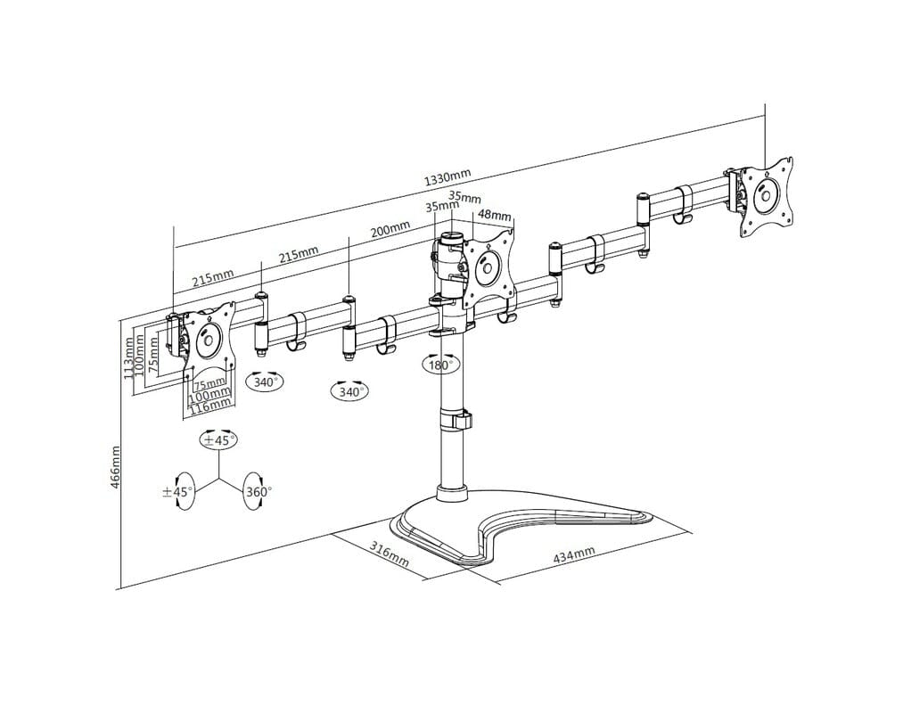 Multibrackets M Deskstand Basic Triple