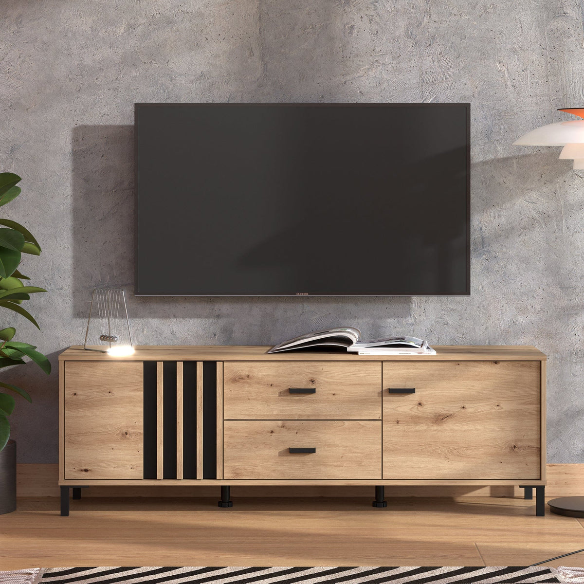 LAVAL TV shelf 157 in Artisan Oak and Black