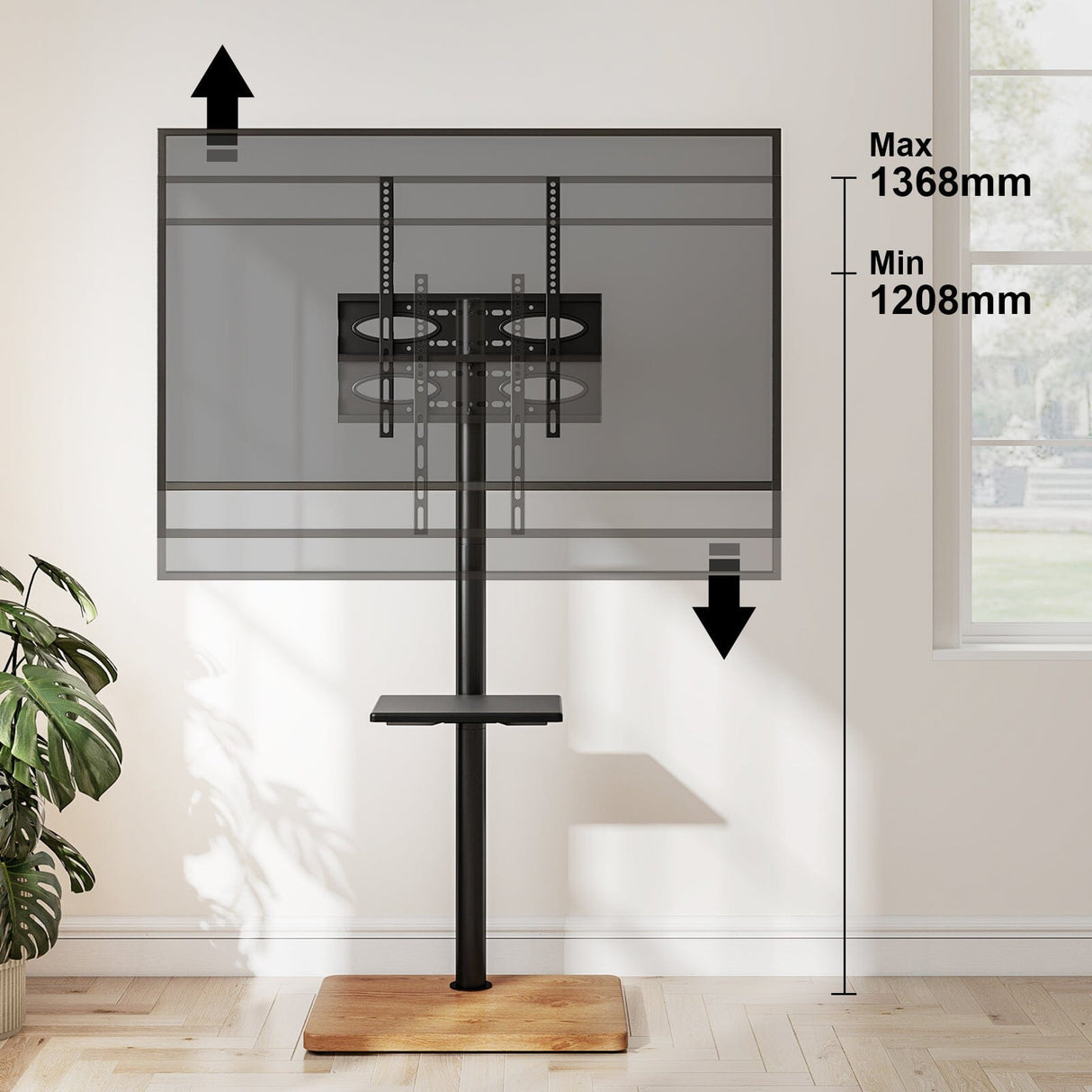 TTAP FS-OAK TV Stand with Bracket for up to 60" TVs - Oak