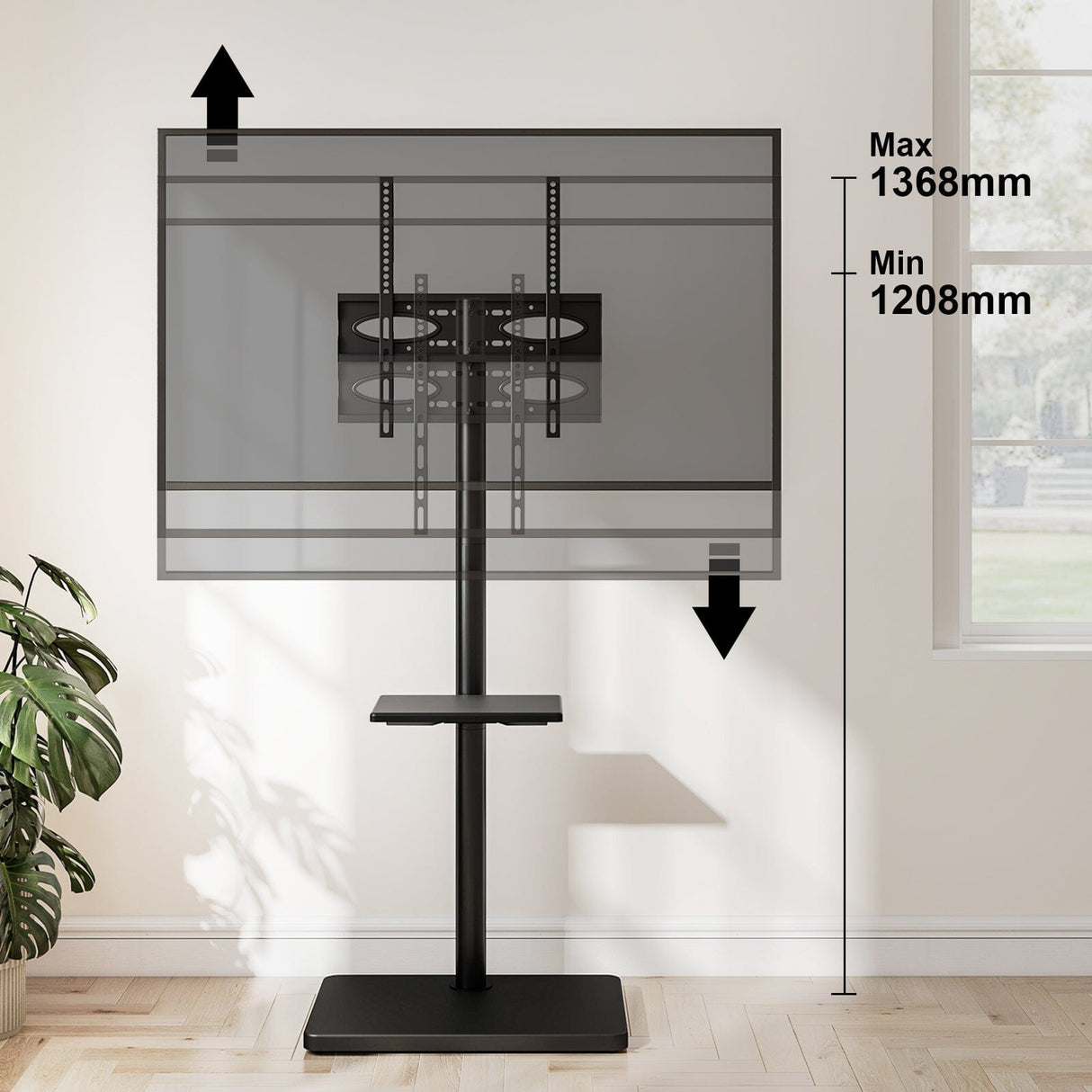 TTAP FS-BLK TV Stand with Bracket for up to 60" TVs - Black