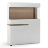 Furniture To Go Chelsea Living Low Display Cabinet 109cm Wide in White with a Truffle Oak Trim