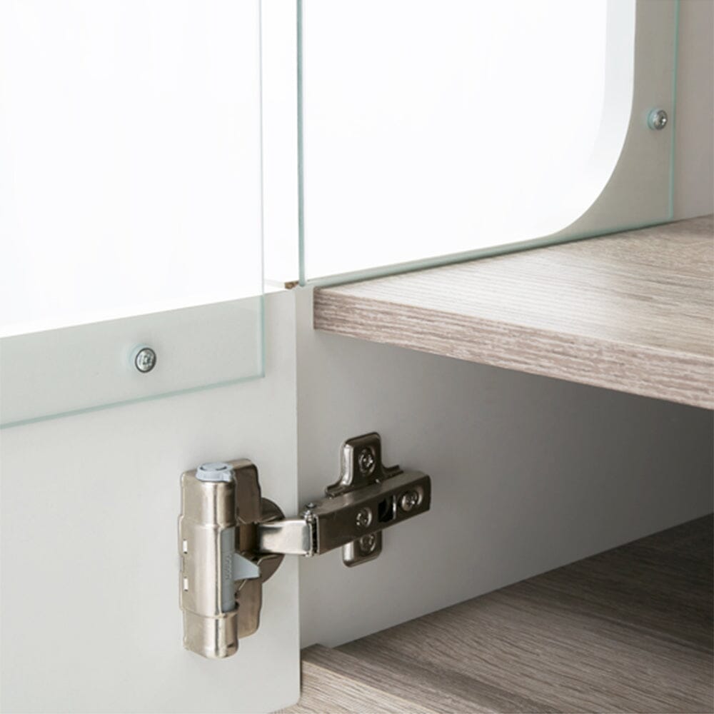 Furniture To Go Chelsea Living Low Display Cabinet 109cm Wide in White with a Truffle Oak Trim