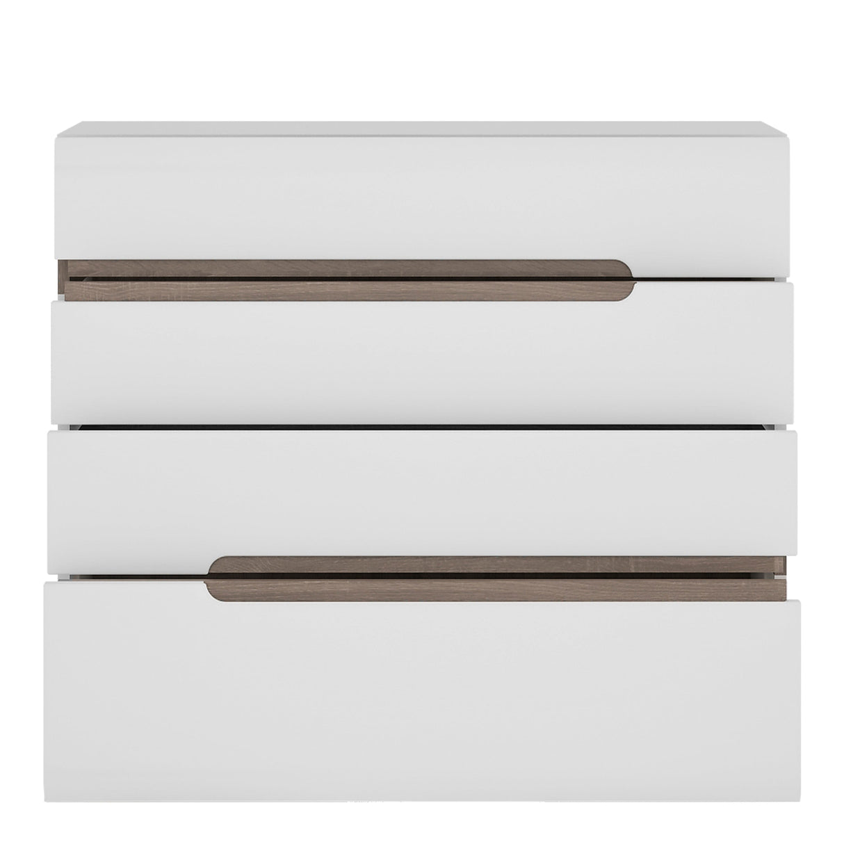 Furniture To Go Chelsea Bedroom 4 Drawer Chest in White with a Truffle Oak Trim