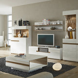 Furniture To Go Chelsea Living Wall Shelf in White with a Truffle Oak Trim