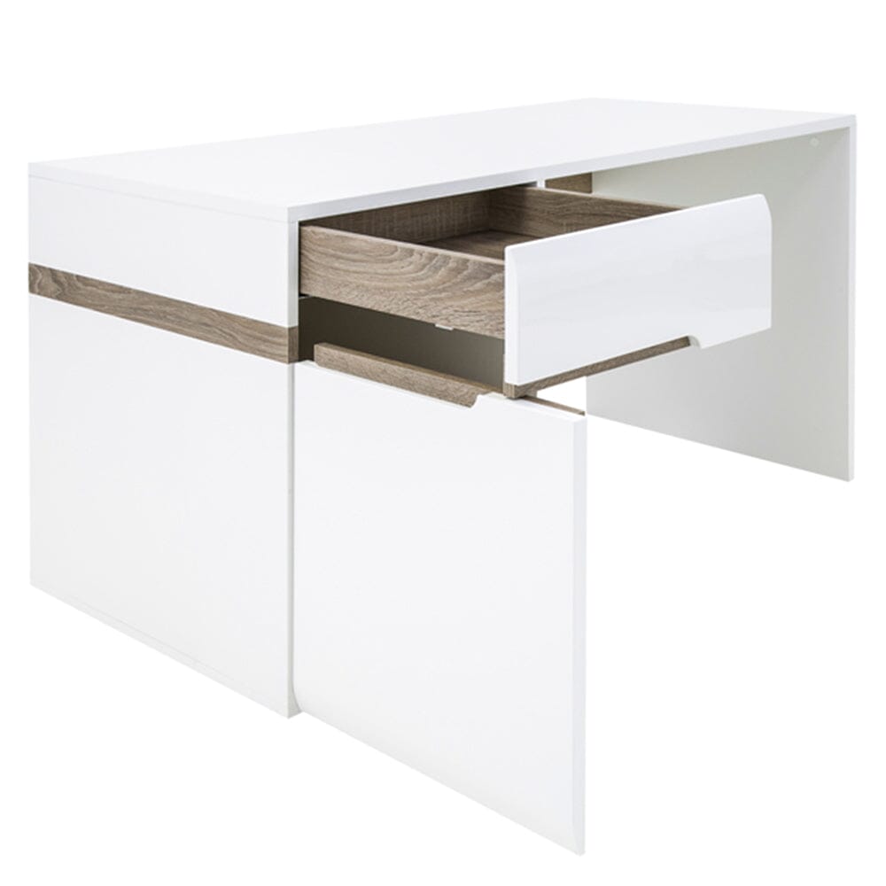 Furniture To Go Chelsea Bedroom Desk/Dressing Table in White with a Truffle Oak Trim
