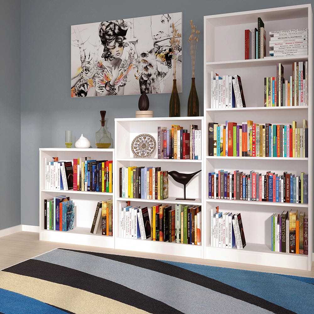 Furniture To Go 4 You Medium Wide Bookcase In Pearl White