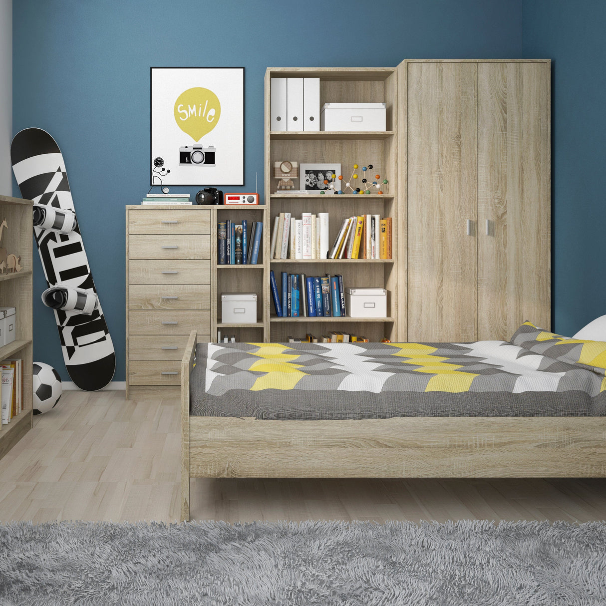 Furniture To Go 4 You Tall Narrow Bookcase in Sonama Oak
