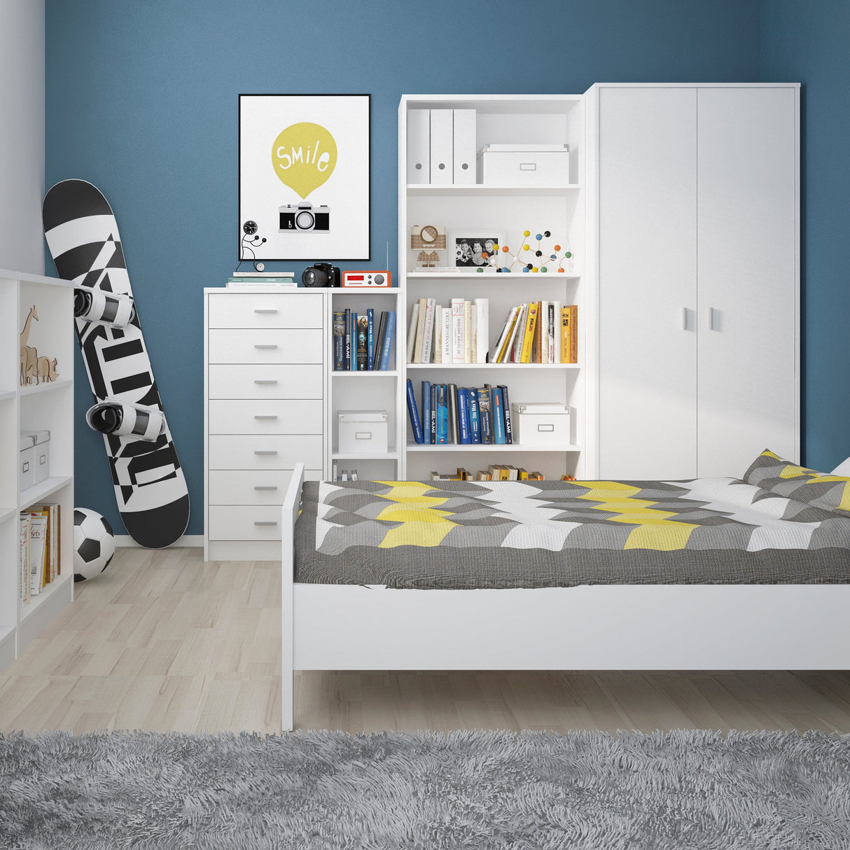Furniture To Go 4 You Medium Narrow Bookcase in Pearl White