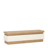 Furniture To Go Lyon 2 Drawer TV Cabinet with LED Lighting in Riviera Oak/White High Gloss