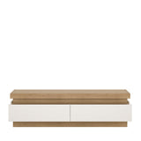 Furniture To Go Lyon 2 Drawer TV Cabinet with LED Lighting in Riviera Oak/White High Gloss