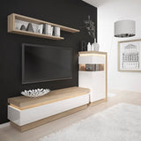 Furniture To Go Lyon 2 Drawer TV Cabinet with LED Lighting in Riviera Oak/White High Gloss