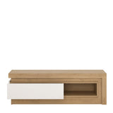 Furniture To Go Lyon 1 Drawer TV Cabinet with Open Shelf in Riviera Oak/White High Gloss