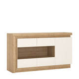 Furniture To Go Lyon 3 Door Glazed Sideboard in Riviera Oak/White High Gloss